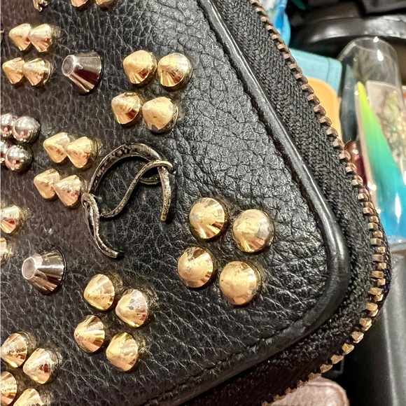 Christian Louboutin Black and Gold Embellished Wallet